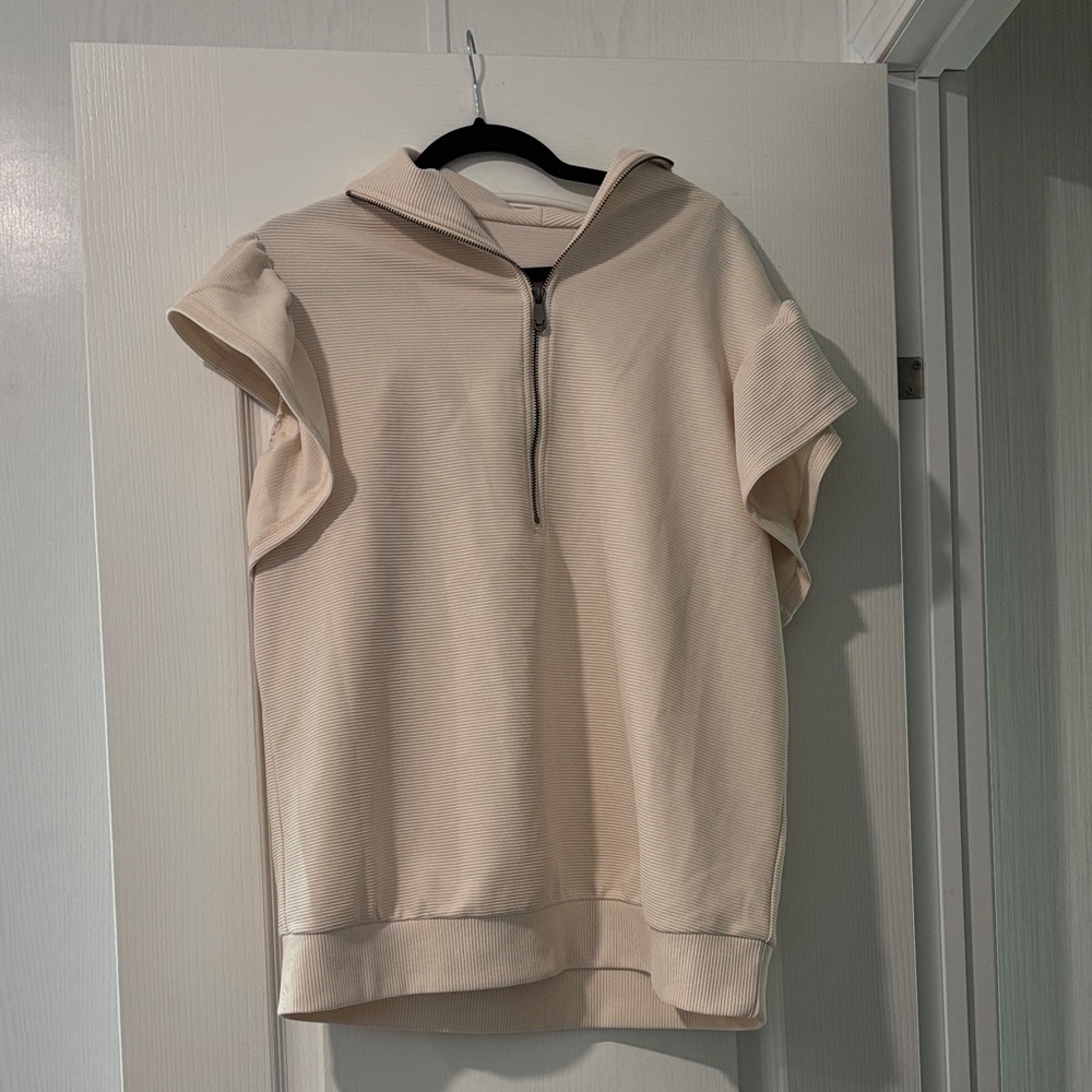 Cream Short Sleeve Hoodie
